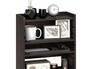 HOMCOM 4-Tier Desktop Organiser with Cable Management for Stationery Dark Brown