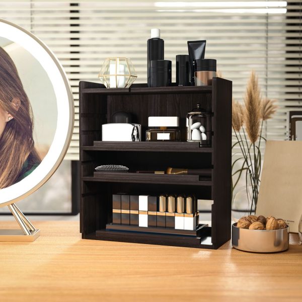HOMCOM 4-Tier Desktop Organiser with Cable Management for Stationery Dark Brown - Image 7