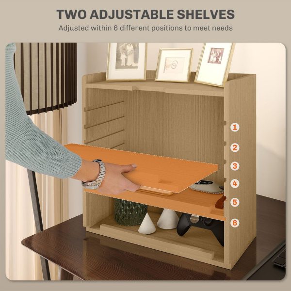 HOMCOM 4-Tier Desktop Organiser with Cable Management for Stationery Oak Tone - Image 5
