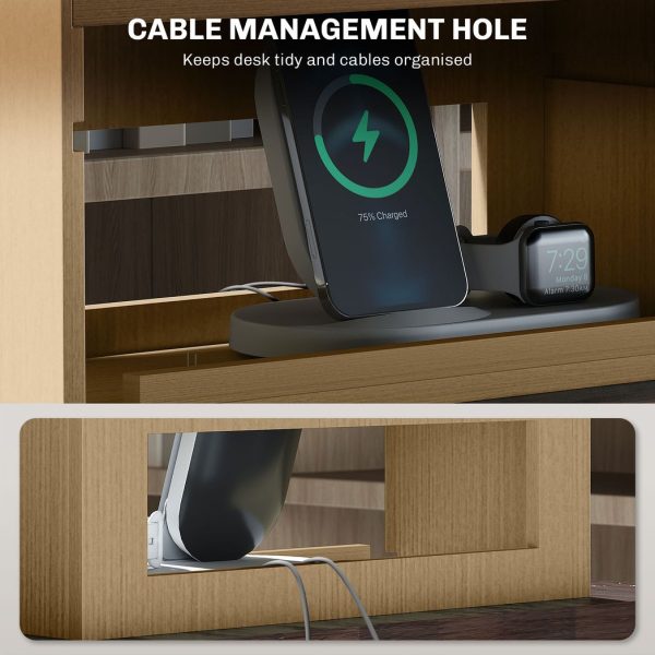 HOMCOM 4-Tier Desktop Organiser with Cable Management for Stationery Oak Tone - Image 6