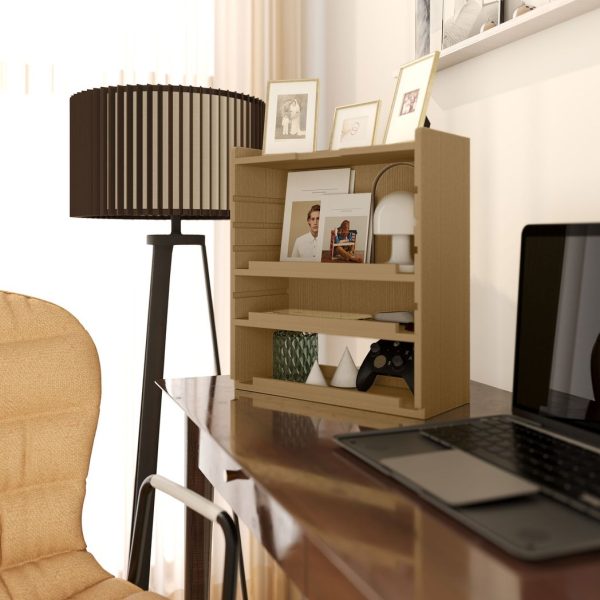 HOMCOM 4-Tier Desktop Organiser with Cable Management for Stationery Oak Tone - Image 8
