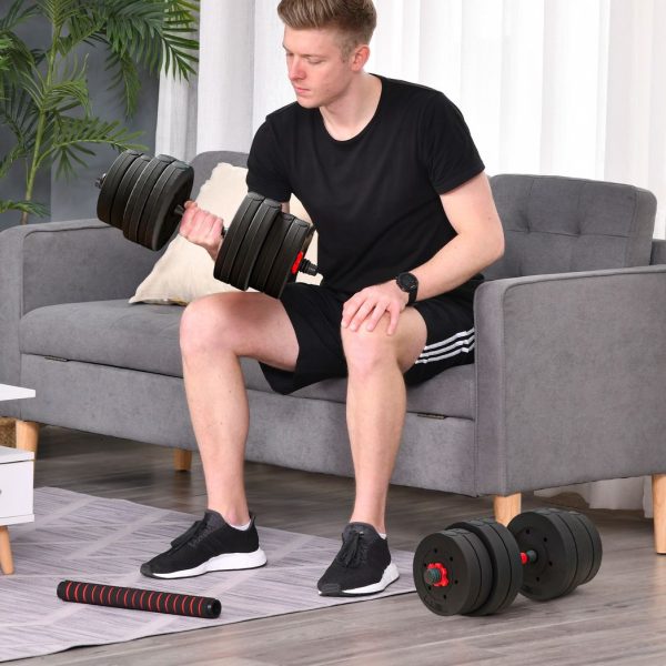 HOMCOM 30kg Adjustable 2 IN 1 Barbell Dumbbells Weight Set for Body Fitness - Image 2