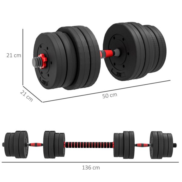 HOMCOM 30kg Adjustable 2 IN 1 Barbell Dumbbells Weight Set for Body Fitness - Image 5