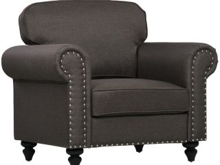 HOMCOM Mid-Century Armchair Upholstered Accent Chair w/ Wood Frame, Brown
