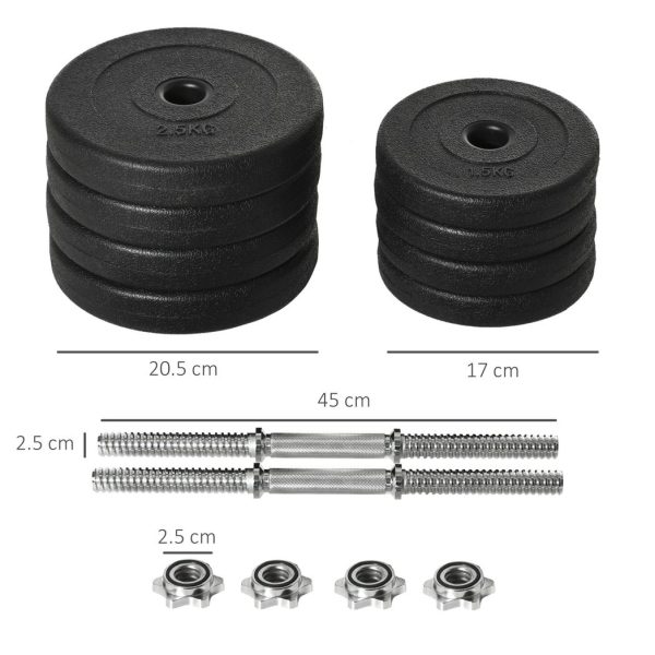 HOMCOM 20KG Adjustable Dumbbells Weight Set Hand Weight for Body Fitness - Image 5