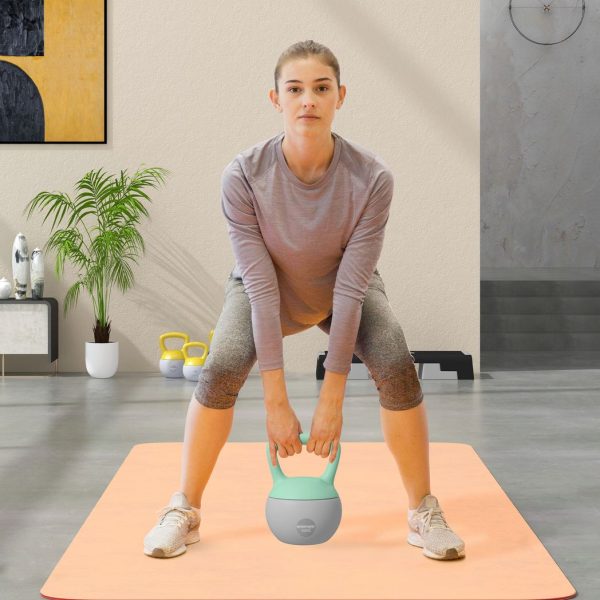 SPORTNOW 10KG Kettlebell with Soft Body and Non-Slip Handle, Grey and Green - Image 2