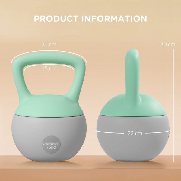 SPORTNOW 10KG Kettlebell with Soft Body and Non-Slip Handle, Grey and Green - Image 5
