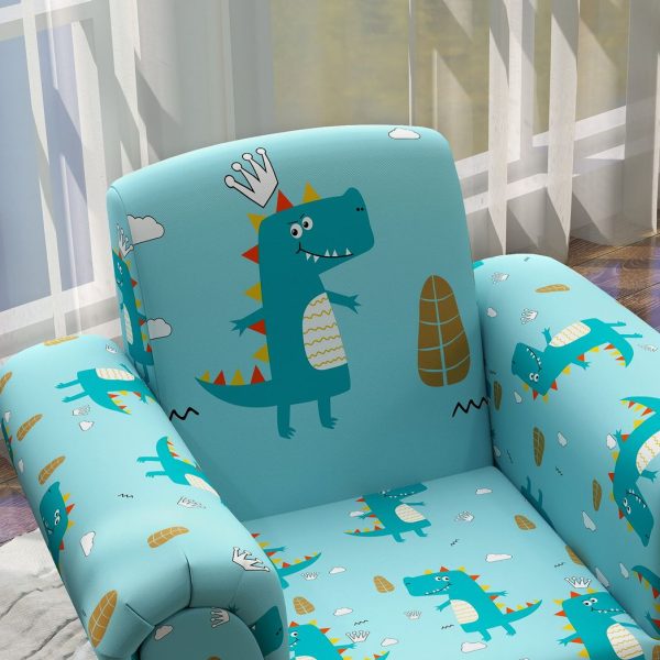 AIYAPLAY 2 Piece Kids Sofa Set with Dinosaur Design, for Nursery, Blue - Image 8