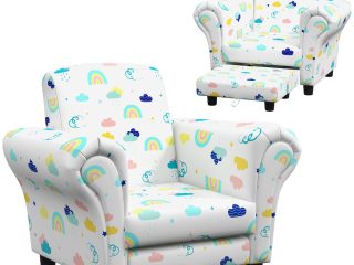 AIYAPLAY 2 Piece Kids Sofa Set with Cloud Design, for Nursery, White