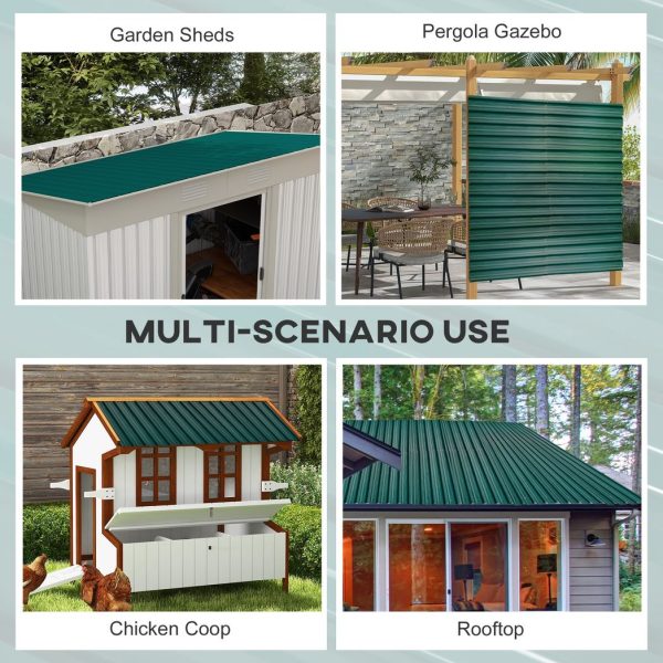 Outsunny Pack of 12 Metal Roofing Sheets for Greenhouse and Shed, Green - Image 3
