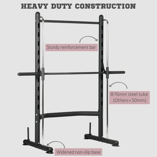 HOMCOM Adjustable Squat Rack with Pull Up Bar and Barbell Bar for Home Gym - Image 7