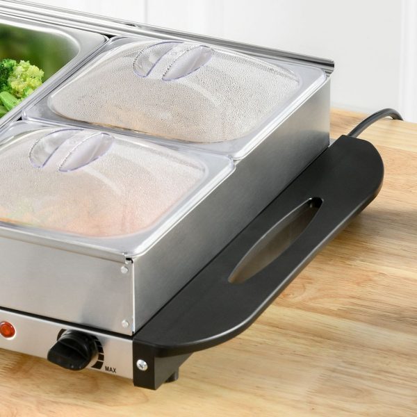 HOMCOM 4 Tray Electric Food Warmer Buffet Server with Adjustable Temp 300W - Image 8