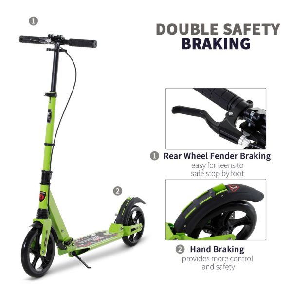HOMCOM Teens Adult Kick Scooter Fold Adjust 14+ w/ Dual Brake System - Image 6
