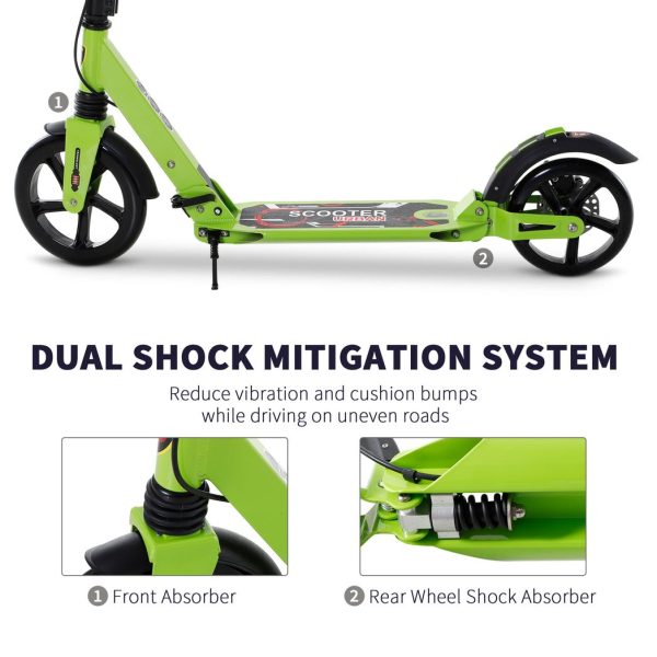 HOMCOM Teens Adult Kick Scooter Fold Adjust 14+ w/ Dual Brake System - Image 7