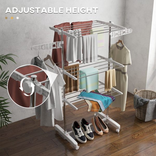HOMCOM 3 Layer Folding Cloth Hanger Stand Towel Hanging Dryer Rack Holding Airer - Image 4