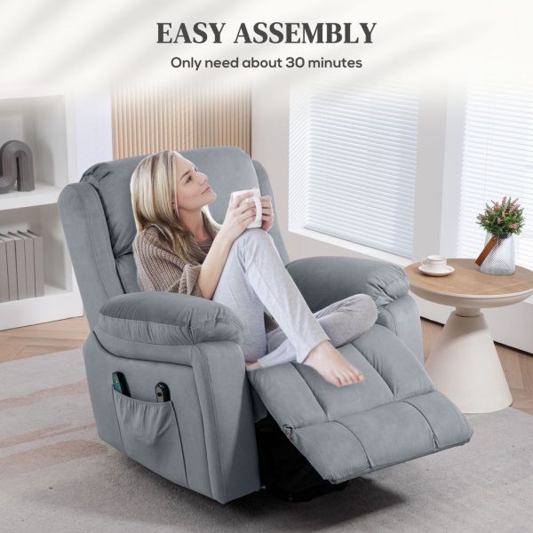 HOMCOM Lift Chair Riser and Recliner Chair with Vibration Massage, Heat, Grey - Image 8