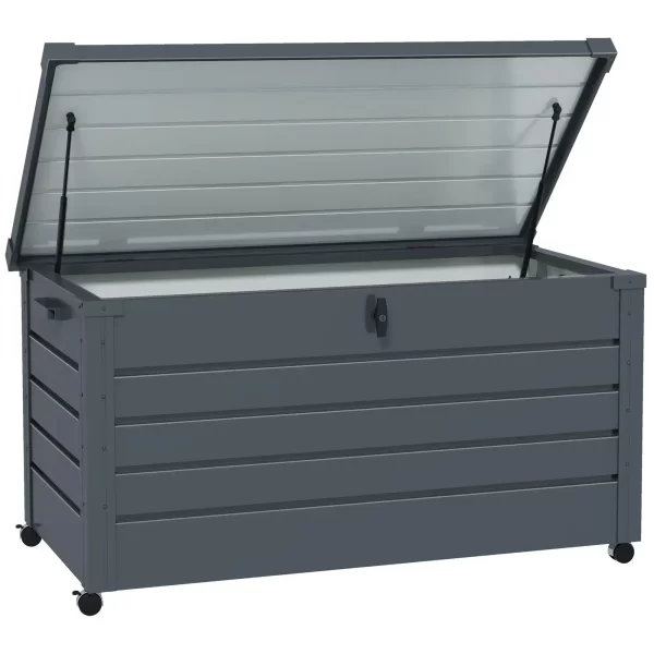 Outsunny 331L Outdoor Storage Box Waterproof with Wheels and Lock