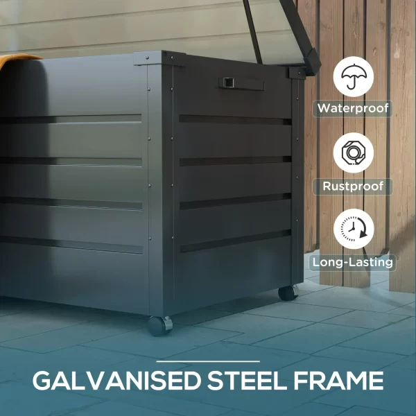 Outsunny 331L Outdoor Storage Box Waterproof with Wheels and Lock - Image 4