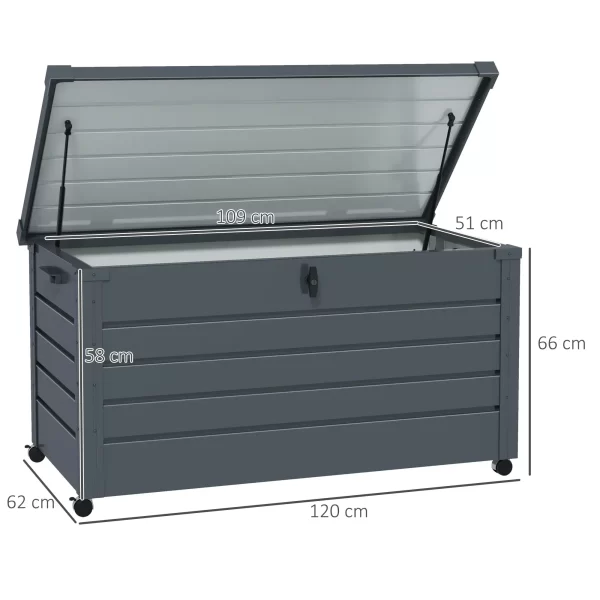 Outsunny 331L Outdoor Storage Box Waterproof with Wheels and Lock - Image 5