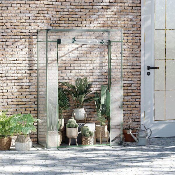 100 x 50 x 150cm Greenhouse Steel Frame PE Cover with Roll-up Door Outdoor