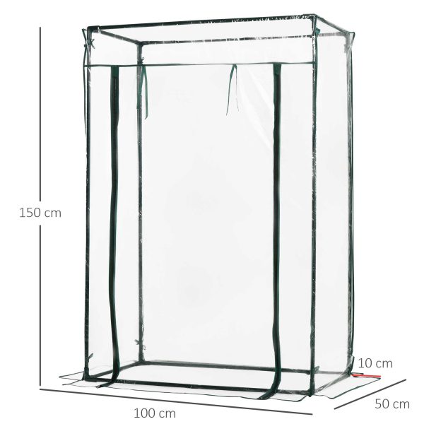 100 x 50 x 150cm Greenhouse Steel Frame PE Cover with Roll-up Door Outdoor - Image 4