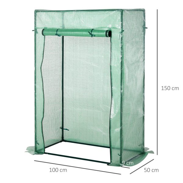 100 x 50 x 150cm Greenhouse Steel Frame PE Cover with Roll-up Door Outdoor - Image 5