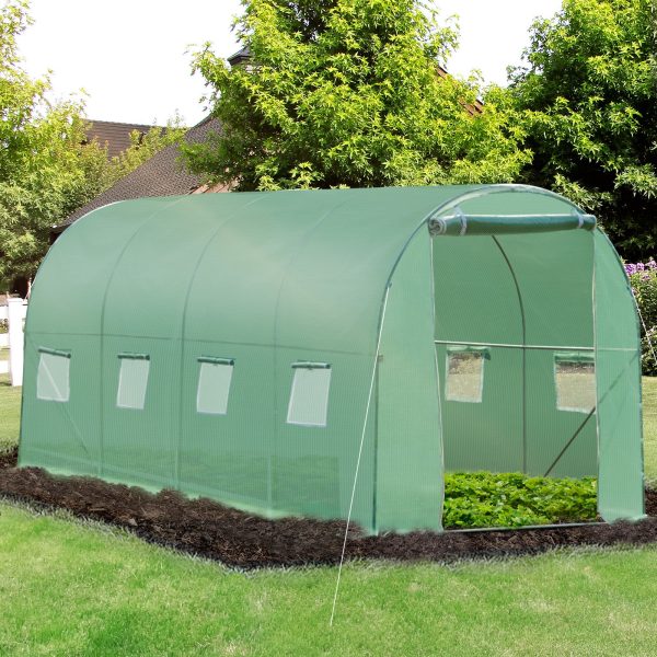 Polytunnel Walk-in Greenhouse with Zip Door and Windows