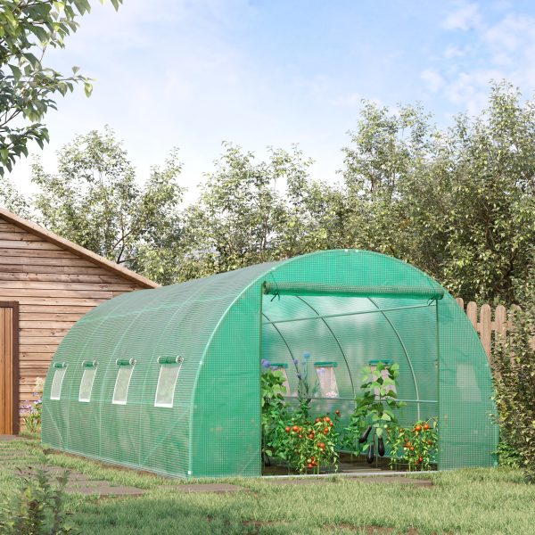 Polytunnel Walk-in Greenhouse with Zip Door and Windows - Image 2