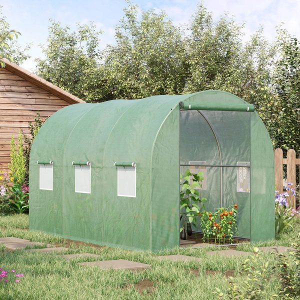 Polytunnel Walk-in Greenhouse with Zip Door and Windows - Image 4