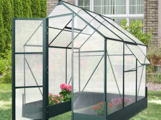 Garden Walk-in Aluminium Greenhouse Polycarbonate with Plant Bed