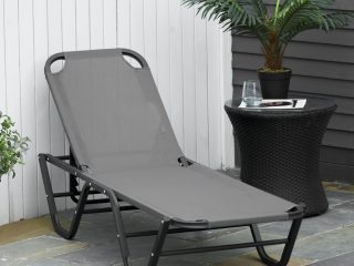 Sun Lounger Relaxer Recliner 5-Position Adjustable Backrest Lightweight Frame