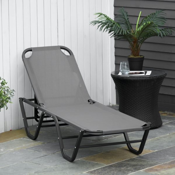 Sun Lounger Relaxer Recliner 5-Position Adjustable Backrest Lightweight Frame