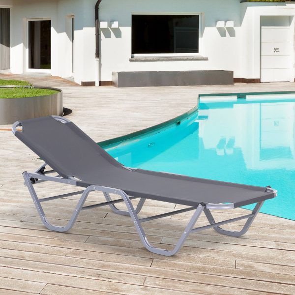 Sun Lounger Relaxer Recliner 5-Position Adjustable Backrest Lightweight Frame - Image 2