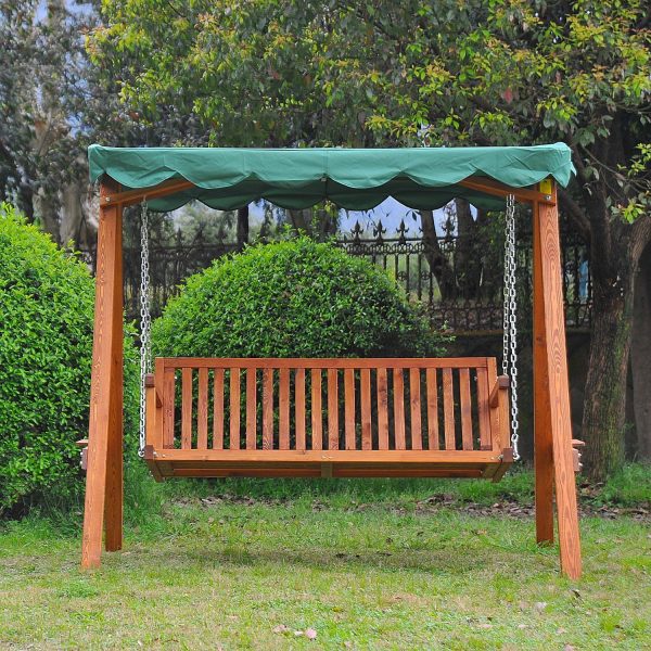 3-Seater Wooden Garden Swing Chair Seat Bench - Image 2