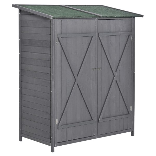 Garden Wood Storage Shed Storage Table, Asphalt Roof Storage Tool Organizer - Image 2
