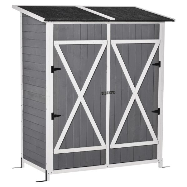 Garden Wood Storage Shed Storage Table, Asphalt Roof Storage Tool Organizer - Image 3
