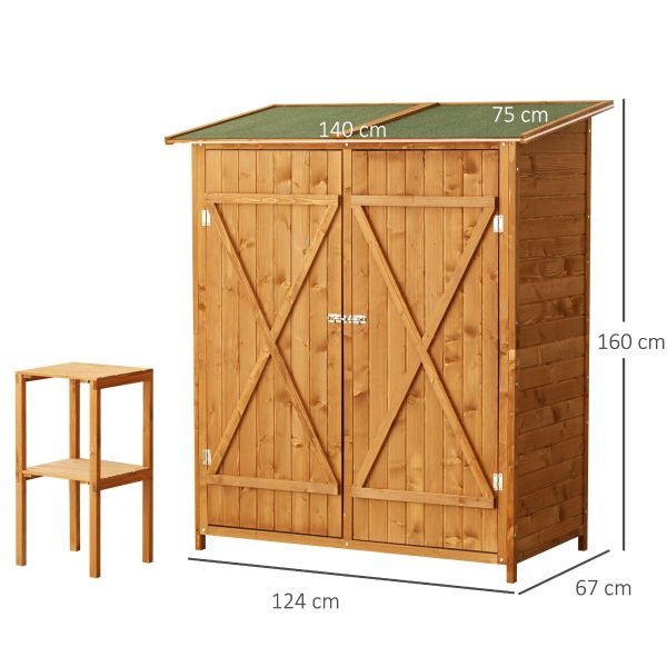 Garden Wood Storage Shed Storage Table, Asphalt Roof Storage Tool Organizer - Image 5
