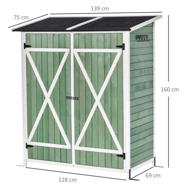 Garden Wood Storage Shed Storage Table, Asphalt Roof Storage Tool Organizer - Image 8