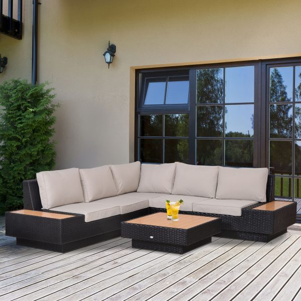 4Pcs Rattan Sofa Garden Set Coffee Table Chairs Loveseat Outdoor w/ Cushion - Image 2