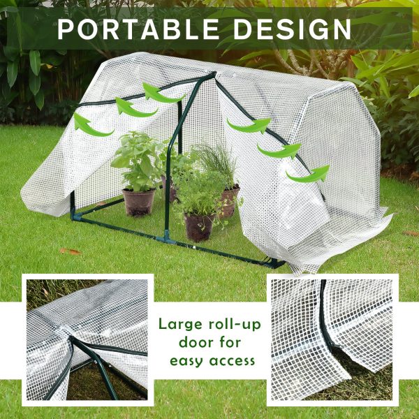 99x71x60cm Mini PVC Cover Steel Frame Greenhouse White - Image 5