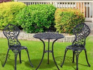Cast Aluminium 3 Pcs Bistro Set-Black