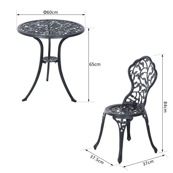 Cast Aluminium 3 Pcs Bistro Set-Black - Image 2