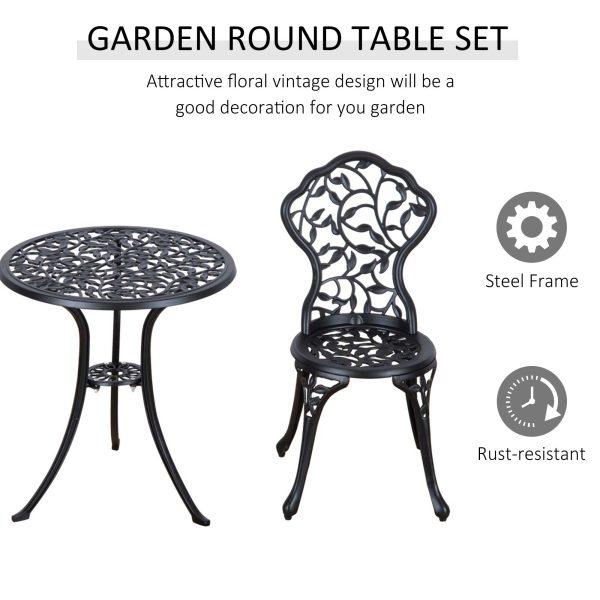 Cast Aluminium 3 Pcs Bistro Set-Black - Image 4