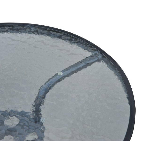 60 70H cm Round Metal Table, Tempered Glass-Black - Image 4