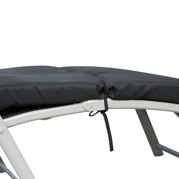 Steel Frame Outdoor Garden Padded Sun Lounger w/ Pillow Black - Image 6