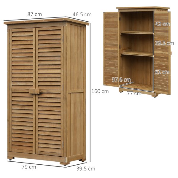 Wooden Garden Storage Shed Unit, 3-Tier Shelves Tool Cabinet Organizer - Image 2