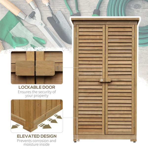 Wooden Garden Storage Shed Unit, 3-Tier Shelves Tool Cabinet Organizer - Image 5