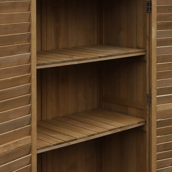 Wooden Garden Storage Shed Unit, 3-Tier Shelves Tool Cabinet Organizer - Image 7