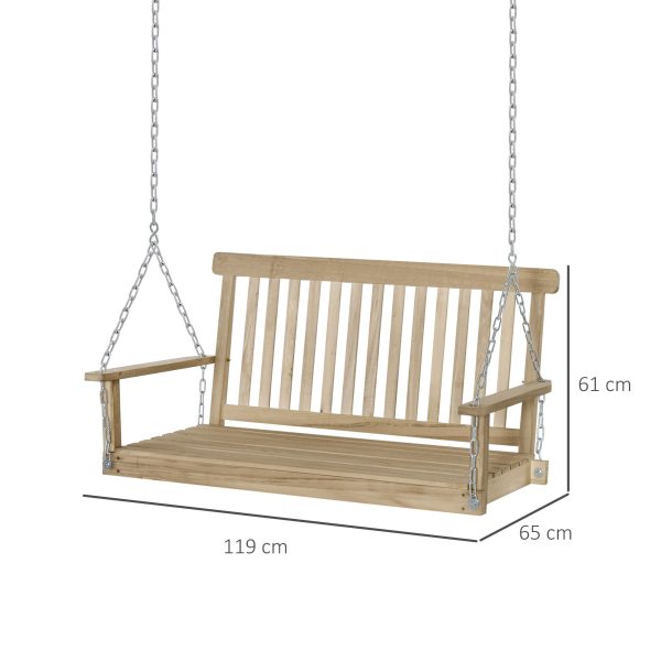 Wooden 2-Seater Poch Swing Chair Hanging Hammock Chains - Image 2