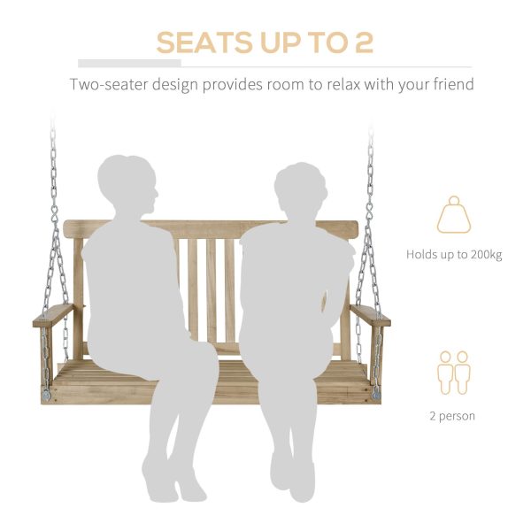 Wooden 2-Seater Poch Swing Chair Hanging Hammock Chains - Image 3